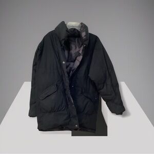 Vtg Goose Down Puffer Jacket Women’s M Reversible Double Snap Button, Black